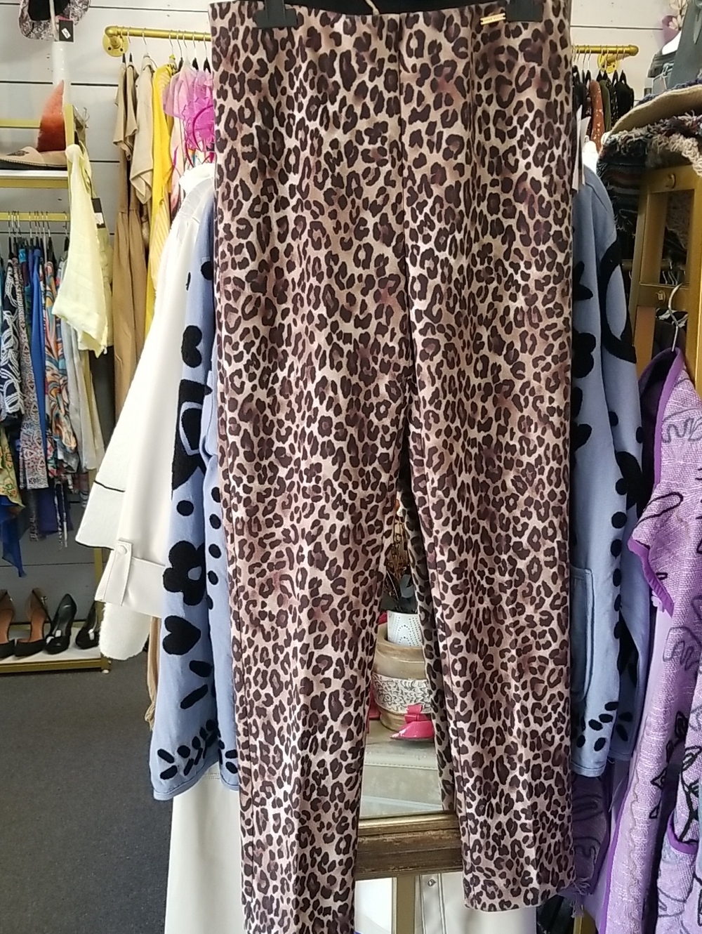 Anne Klein Brown Leopard-Print Skinny Pants